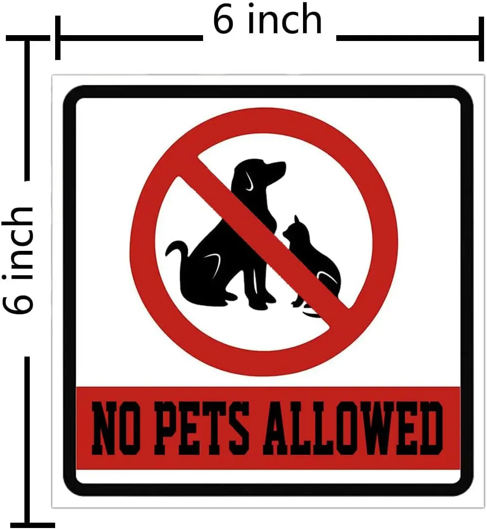 6inch Warning No Pets Allowed Sign Decal Vinyl Sticker No Pets Allowed Business Sign for Window Door Business Retail Store 12pcs