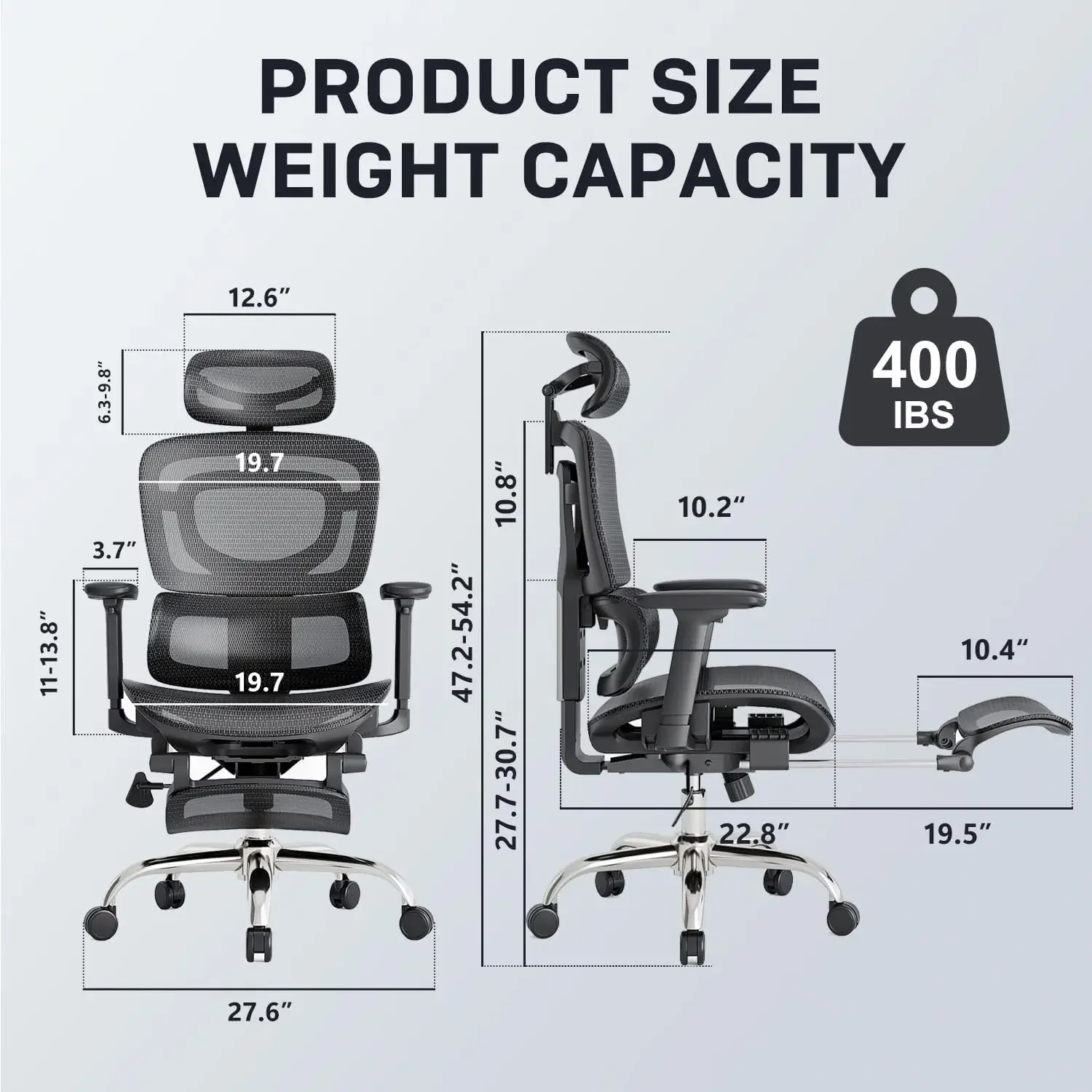 Breathable Mesh Chair with Adaptive Lumbar Support, 3D Headrest, Armrests, Retractable Footrest, and a Six-Position Adjustable