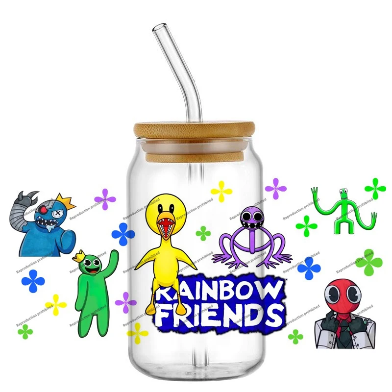 popular Rainbow Friends design UV DTF Sticker Waterproof Decal For Tumblers Cups wrap transfer sticker Home decoration