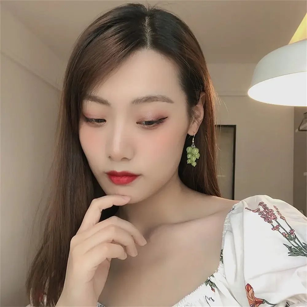 Fashion Fruit Shape Aesthetic jewelry Resin Earrings Green Beads Stud Earrings Grape Pendant