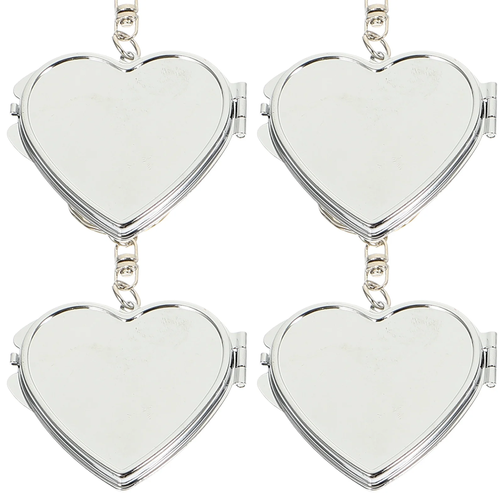 4Pcs Mini Heart Shape Folding Metal Mirror Keyring Double Sided Portable Pocket Mirror Key Chain DIY Pendant Supplies