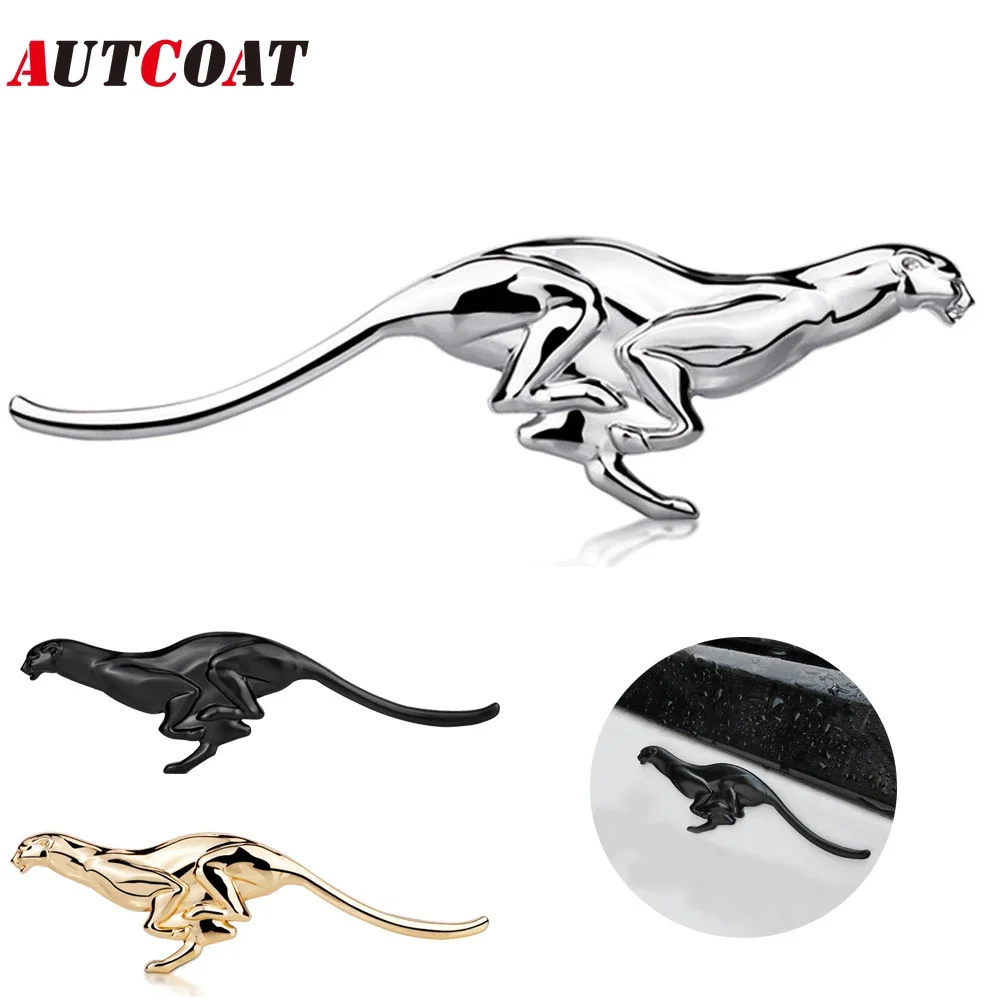 AUTCOAT 1Pcs 3D Metal Car Decoration Metal Leopard Adhesive Car Badge Emblem Sticker for Universal Cars Moto Bike