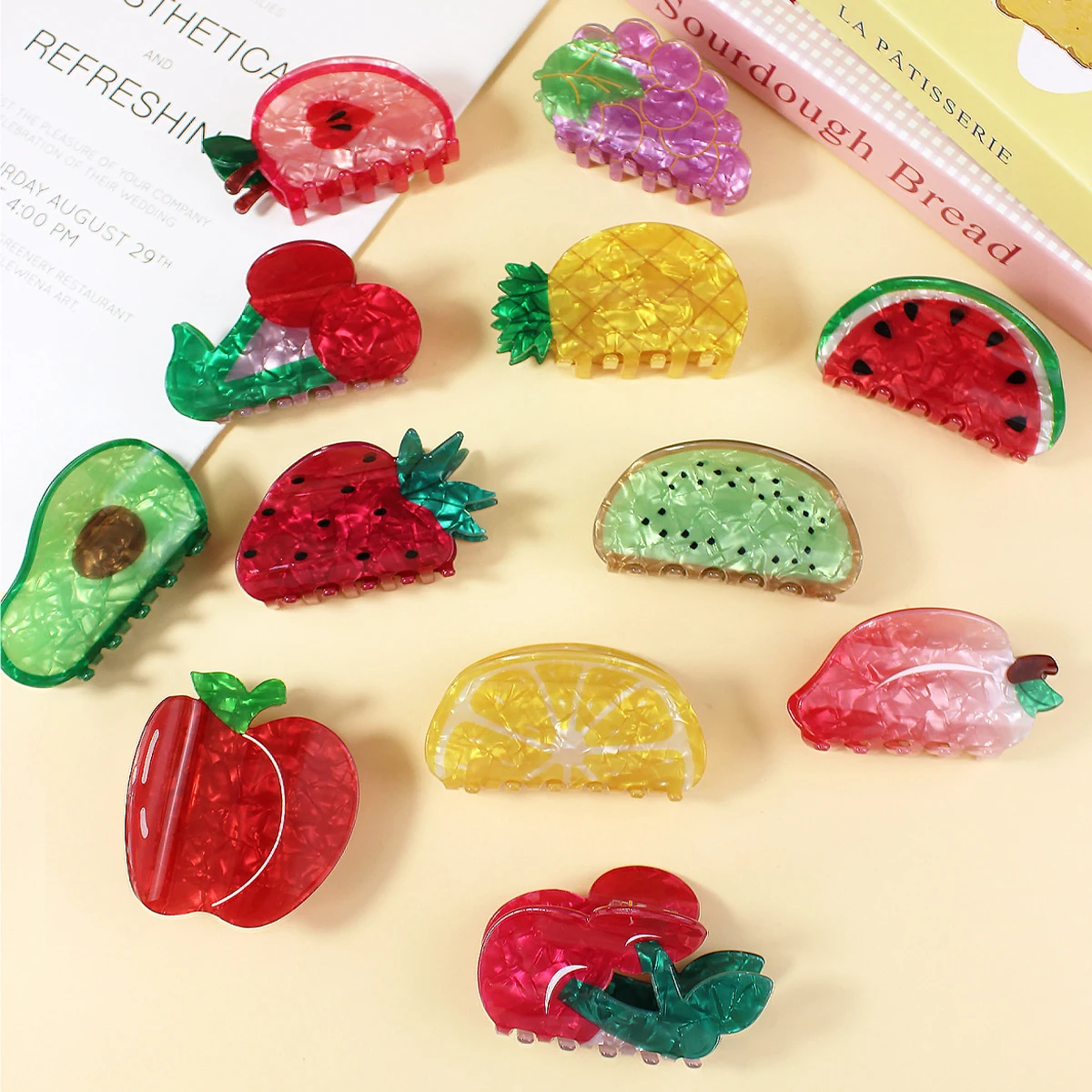 1pc Neue Obst Kreative Haarnadel Frische Avocado Erdbeere Wassermelone Hinterkopf Greif Clip Einzigartige Persönlichkeit Kiwi Haar Ornament