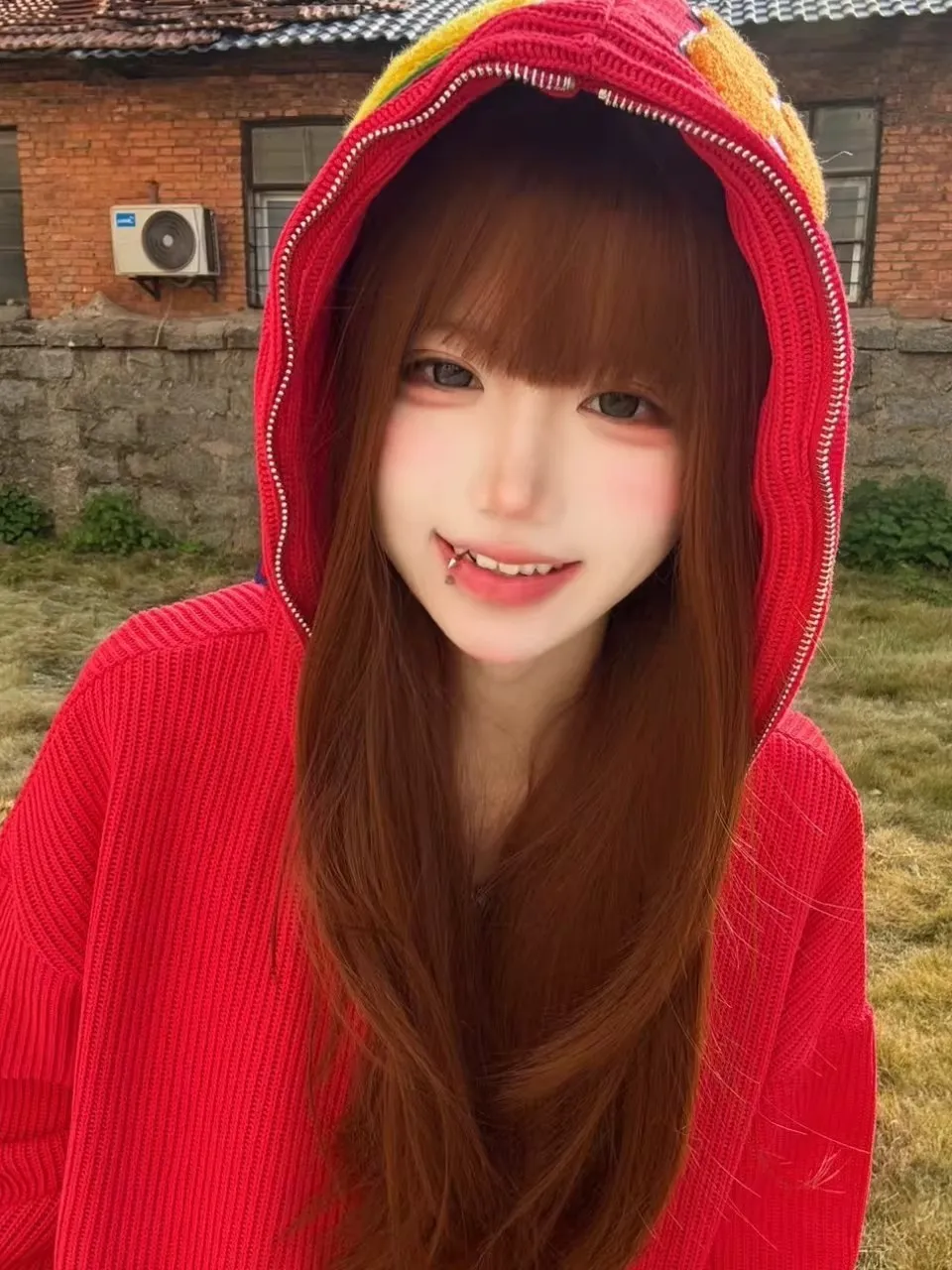 

Red Hooded Sweatirt Women's Thiened Fce Lined Zipper Cardigan Coat Embroidered Towel New Year Aosphere Chinese Trend...