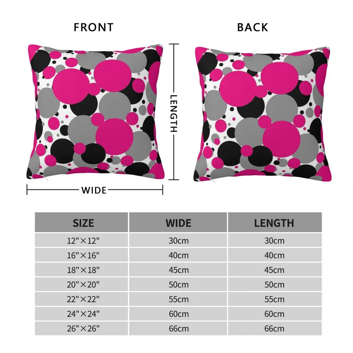 Pink Polka Dots Square Pillowcase Polyester Linen Velvet Printed Zip Decorative Throw Pillow Case Car Cushion Cover 18
