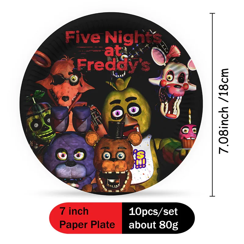 FNAF Five Nights At Freddy's Birthday Party Decorations  Disposable Tableware Cup Plate Napkin Straw Sticker Festival Supplies