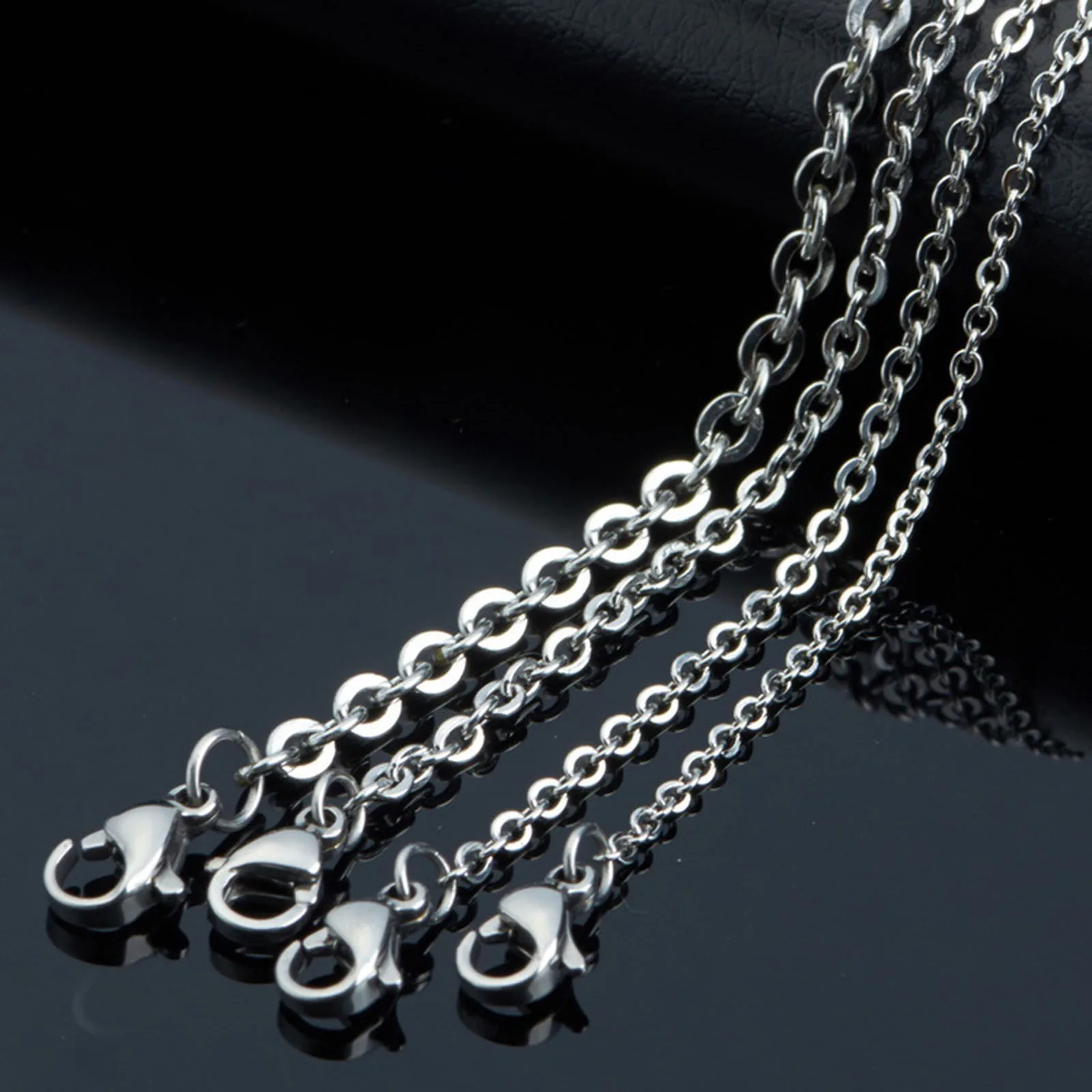 Thickness 2mm-4mm 304 Stainless Steel Link Chain Necklace Silver Color Link Classic Curb Chain for Men Women Jewelry Findings