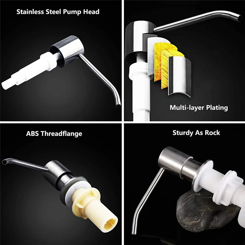 A76K Sink Built In Countertop Soap Dispenser Pump Head With 45.5Inch Extension Tube Kit For Kitchen