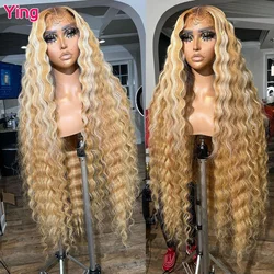 Perruque Lace Frontal Wig brésilienne Remy naturelle, cheveux bouclés, blond miel 613, 13x6, 28 30 pouces, 13x4, #27, 180%