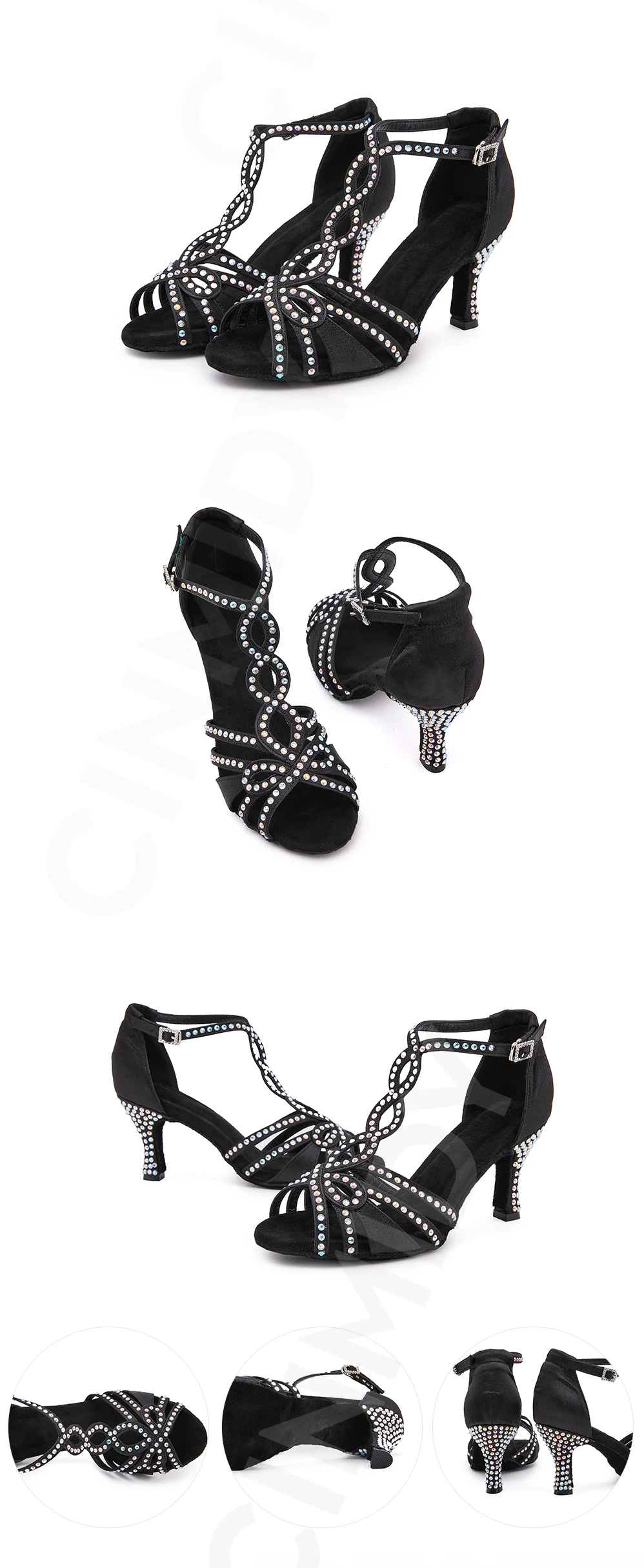 Damen-Lateintanzschuhe, Ballsaalschuhe, Damen-Übungsschuhe, Trainingsschuhe, Bühnenschuhe, Strass-Party-Schuhe, High Heels – Detail 9