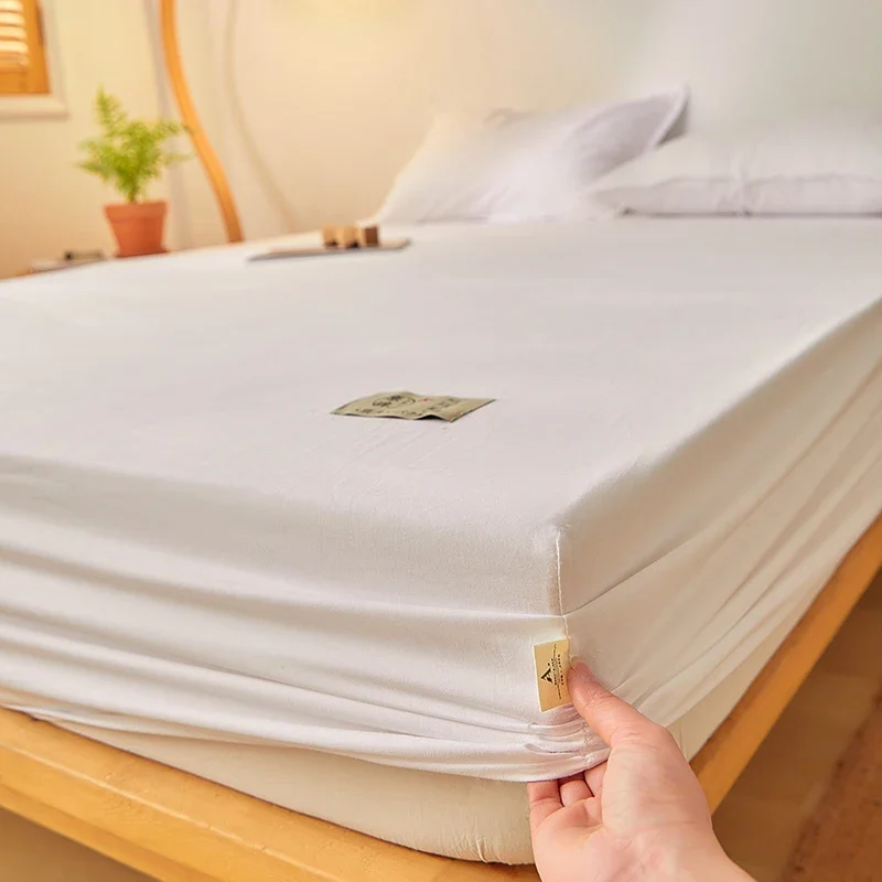 100% Cotton Fitted Sheet with Elastic Bands Non Slip Adjustable Mattress Covers for Single Double King Queen Bed,150/180/200cm