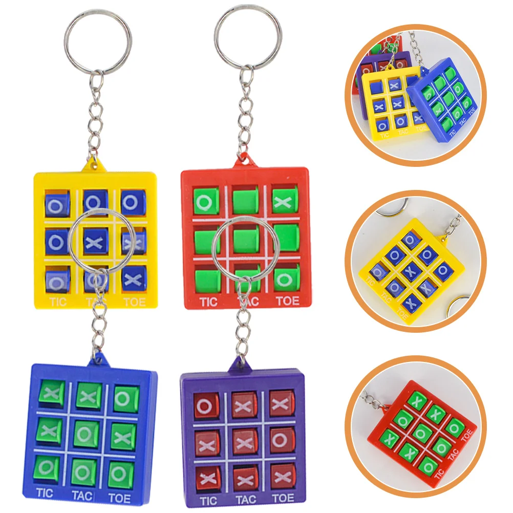 4 Pcs Toys Children's Keychains for Kids Puzzle Party Gifts Bag Favors Plastic Birthday Travel Backpacks Small