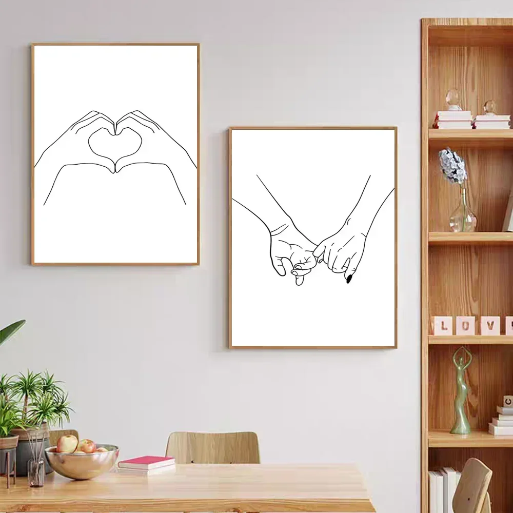 Black White Couple Line Vintage Posters Sticky Vintage Room Home Bar Cafe Decor Kawaii Room Decor