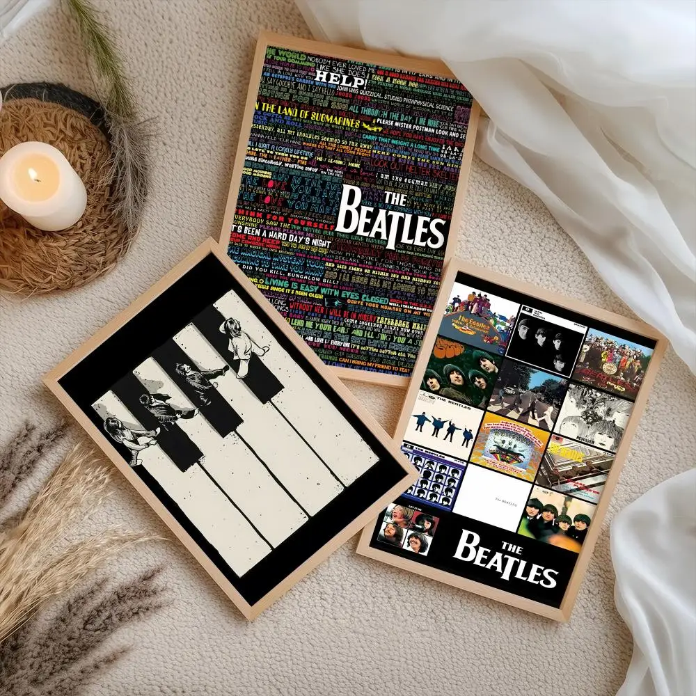 The B-Beatles Band Poster Stickers Self-Adhesive Painting Mural Decor Wall Decals for Bedroom Living Room Home HD Gift