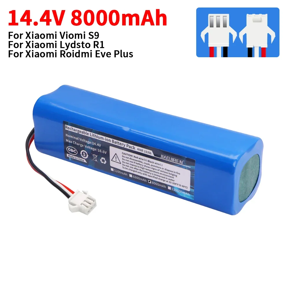 Batteria H18650CH-4S2P da 14,4 V per aspirapolvere robot Arnagar S8 Pro /Arnagar S9 /Realme TechLife 14,4 V 5200 mAh/6800 mAh/8000 mAh