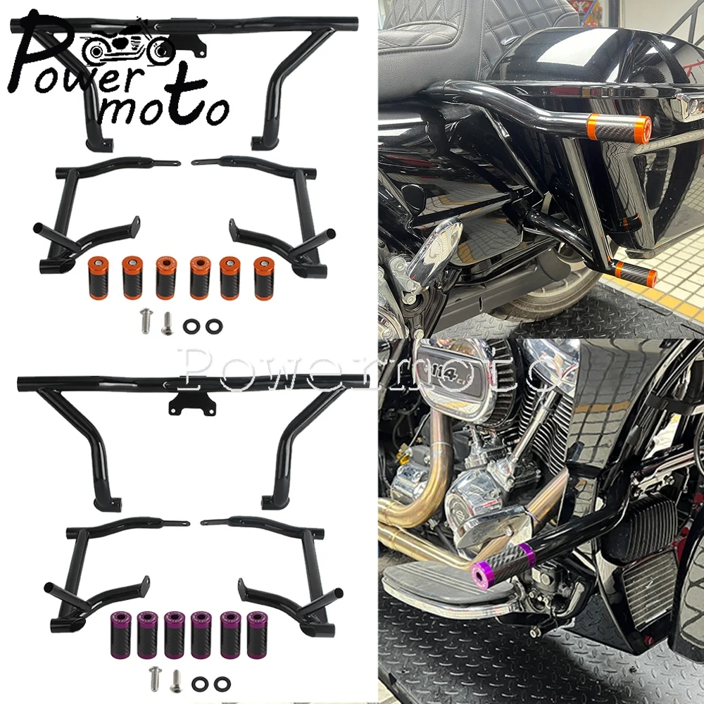 

Crash Bars Side Saddlebag Engine Tank Guards Bumper Protector For Harley Touring FLHR FLHRC FLHRXS FLHFB FLTR FLTRK FLTRX FLHTK