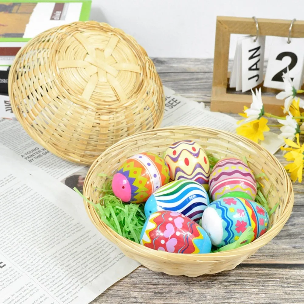 Vegetable Food Storage Basket Desktop Decoration Bread Fruit Woven Basket Round Dustpan Decorative Kitchen Storage Tray Supplies