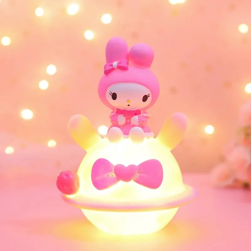 Cartoon Sanrio Hello Kitty Room Decor My Melody Kuromi Creative Planet Night Light Table Lamp Ornaments Children's Toy Gifts