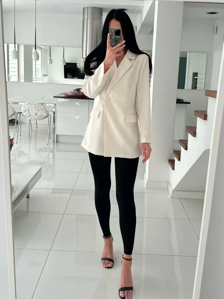 New in Elegant Stylish Women\'s Blazers Coats Office Lady Blazer for Women Jacket Khaki Top Loose Trendy Outerwear Women Clothing