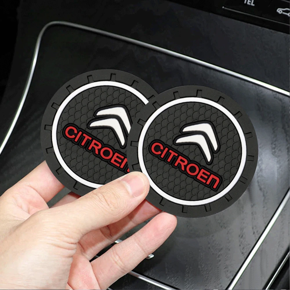 1/2 Stuks Zwart Silicagel Nieuwe Auto Waterbeker Slot Onderzetters Anti-Slip Voor Citroen C1 C3 C4 C4l C6 C5 Vts C-ELYSEE Auto Accessoires