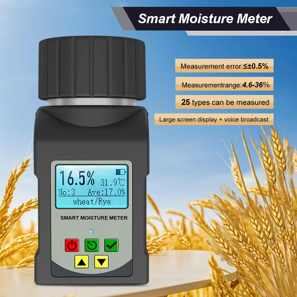 

25 Kinds Grains Moisture Meter Cup Type Smart Grain Moisture Meter Professional Coffee Bean Corn Rice Wheat Humidity Detector