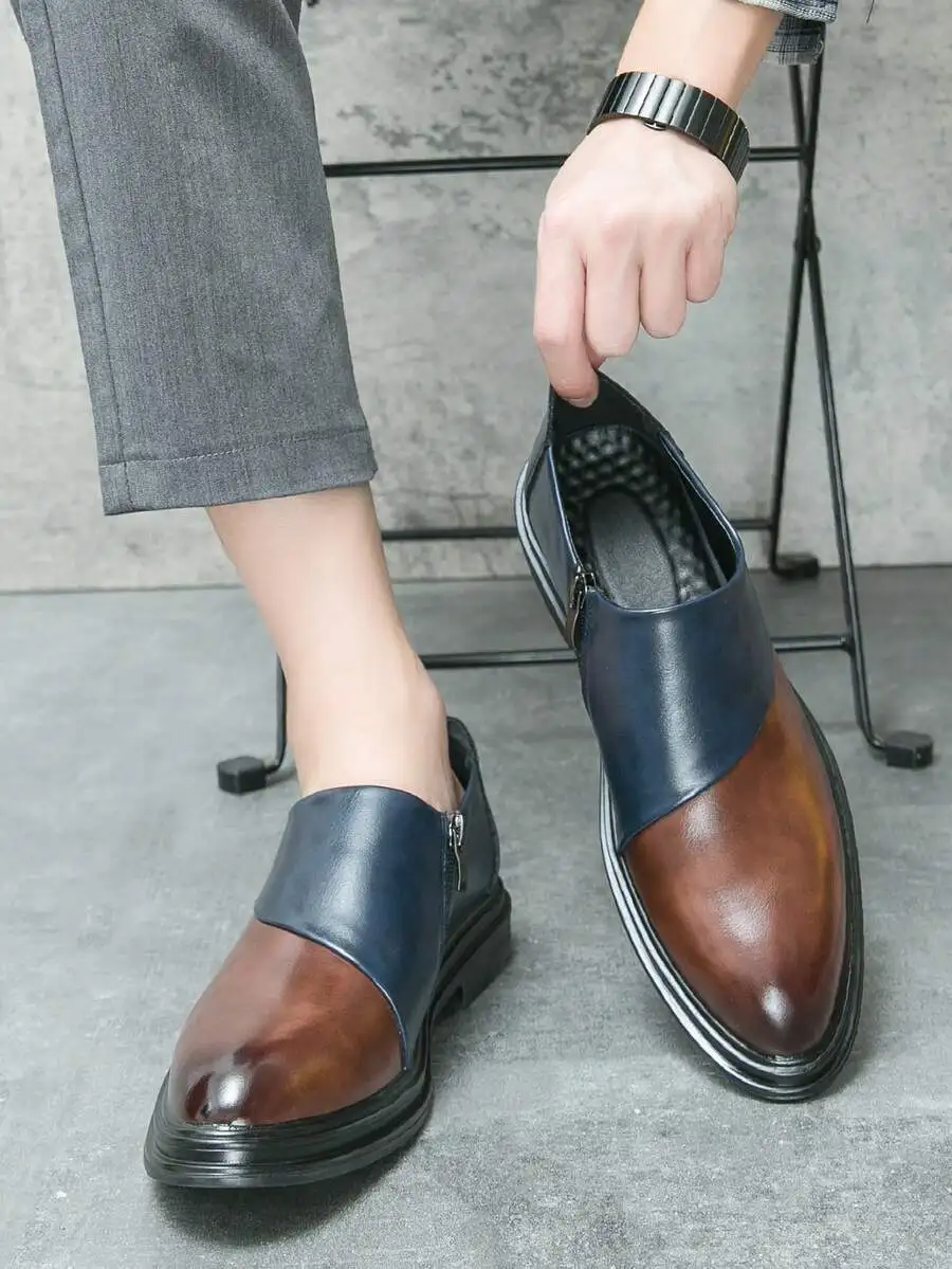 

Men's Pointed Toe Leather Shoes, High-End Business Formal Work Shoes, Suitable For Wedding, Party, Work, Loafers, Elegant