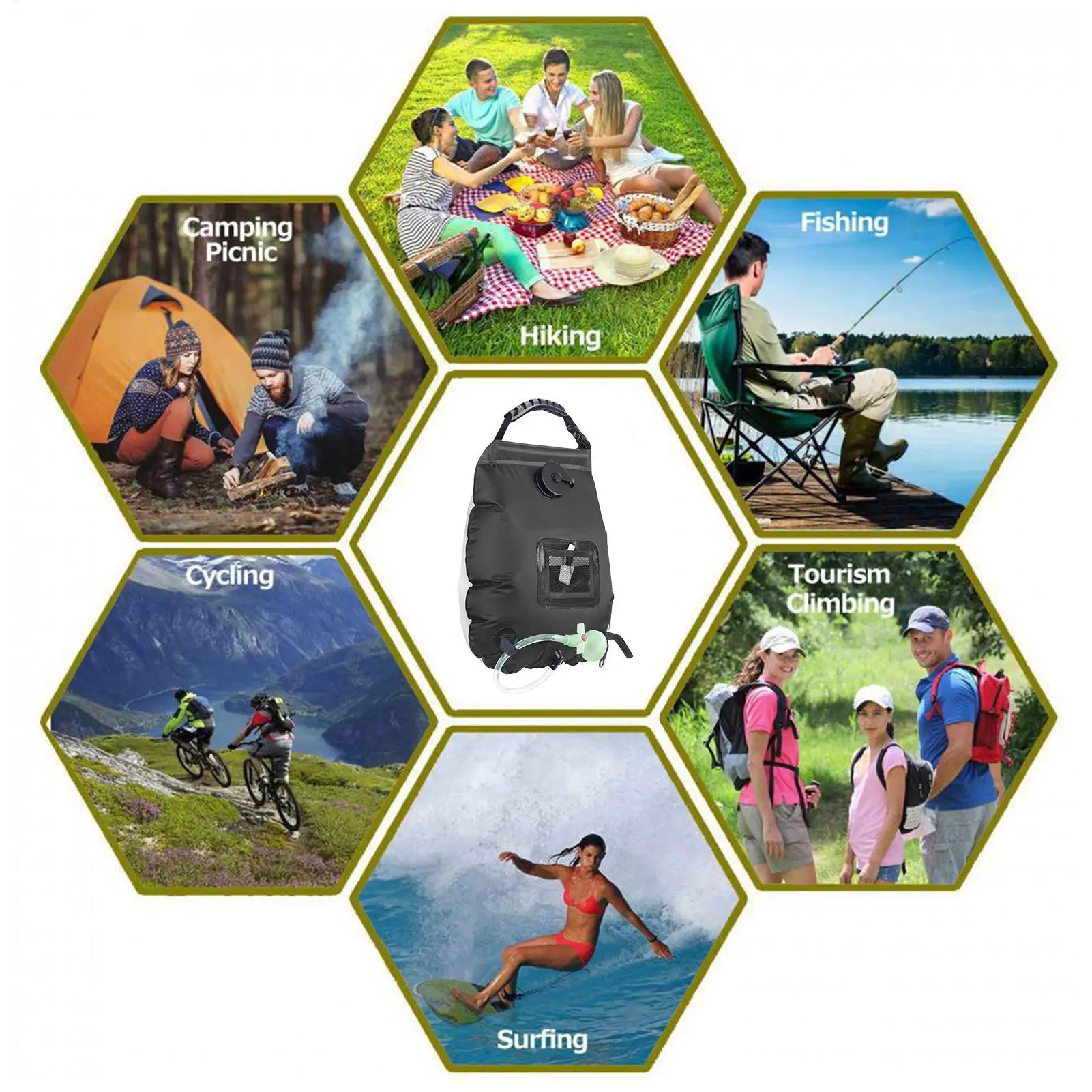 Portable Shower For Camping 5 Gallon/20L Solar Removable Bath Pouch With Shower Head And Hose Portable Shower Bag For Outdoor image 5