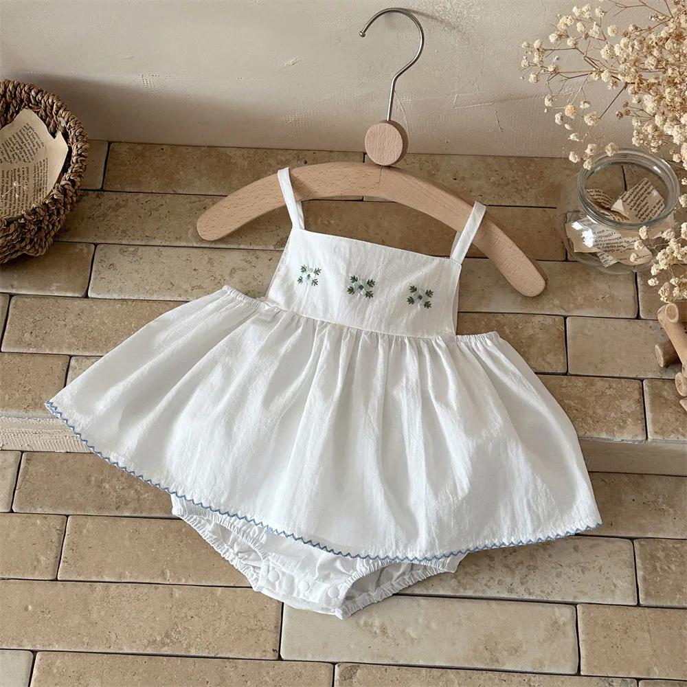 2026 Summer Baby Girls Clothing Sets 9M-3T Cute Embroidered Vest Sling Tops+Shorts 2Pcs Suit Kids Toddler Girl's Cotton Outfits