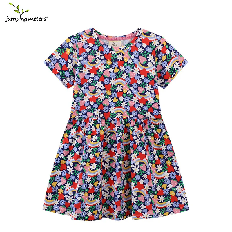 Jumping Meters Princess Girls Dresses Strawberry Cotton Kids Clothing Summer Hot Selling Cute Toddler Baby Costume