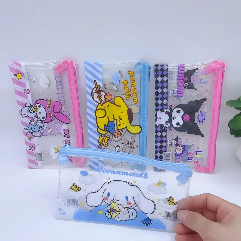 Imagem -04 - Bolsa de Papelaria Transparente Bonito para Crianças Criativo Bonito a6 Simples Papelaria Estudante Bolsa de Armazenamento Coração dos Desenhos Animados Caneta Presente para Menina