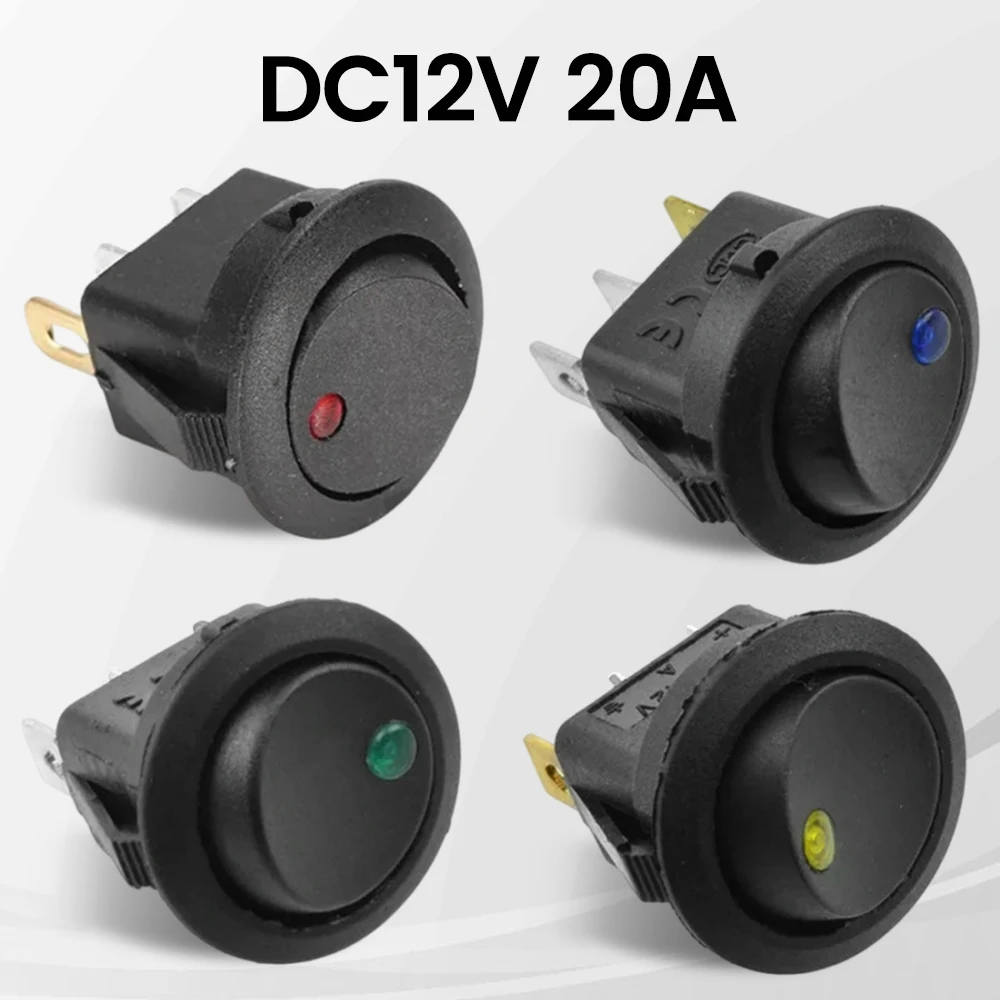 4Pcs Lighted Rocker Switch 3-pin 2-speed 20mm Waterproof DC 12V 20A ound Rocker Toggle Switch for Car Automotive Boat Truck