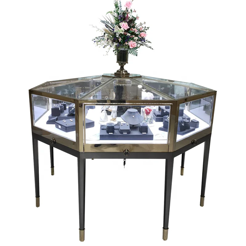 2025customized.Jewelry Store Interior Design Luxury Jewelry Display Vitrine with LED Jewelry Display Counter Showcase