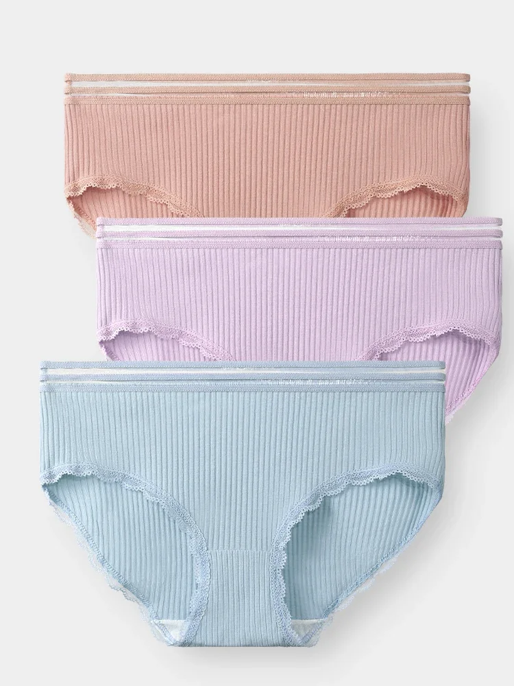 5pcs Women's underwear, solid color, all-cotton, comfortable summer, thin and breathable underpants, girls' shorts