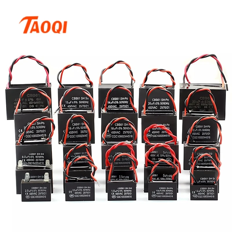 CBB61 Fan Starting Capacitor 450V 1/1.2/1.5/1.8//2/2.5/3/3.5/4/4.5/5/6/7/8/10/12/15/18/20 UF Fan Capacitor for Range Hood Fan