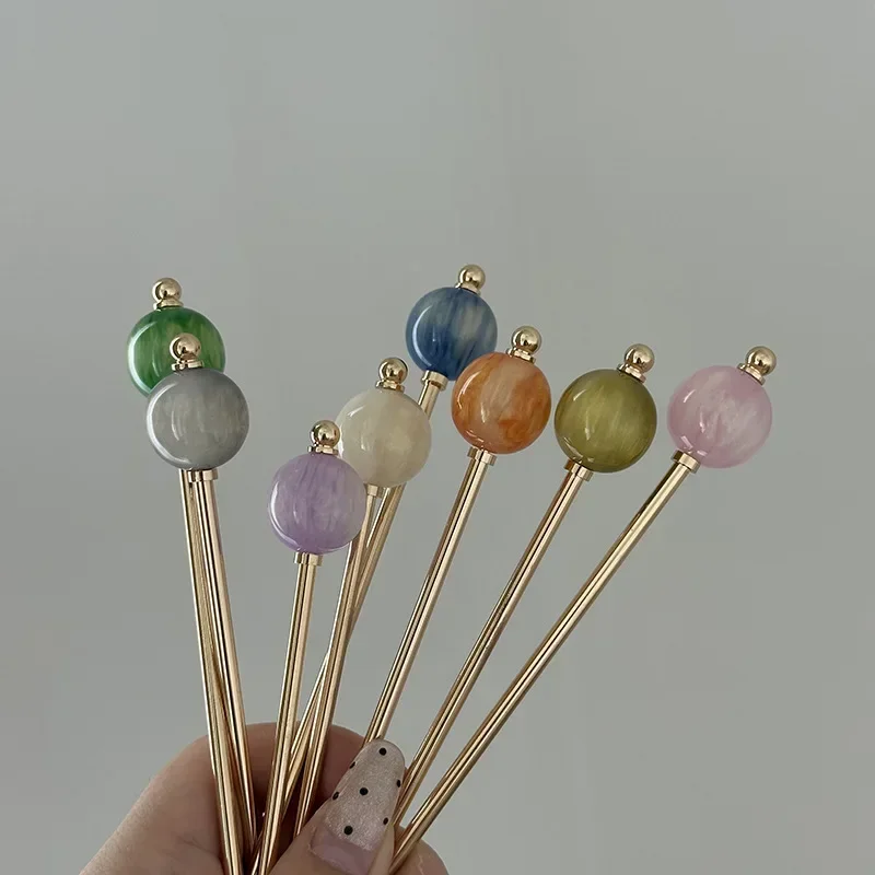 Korean Fresh Hairpin Women's High-end Alloy Simple Modern Disc Hair Artifact Temperament Ball Head Headdress