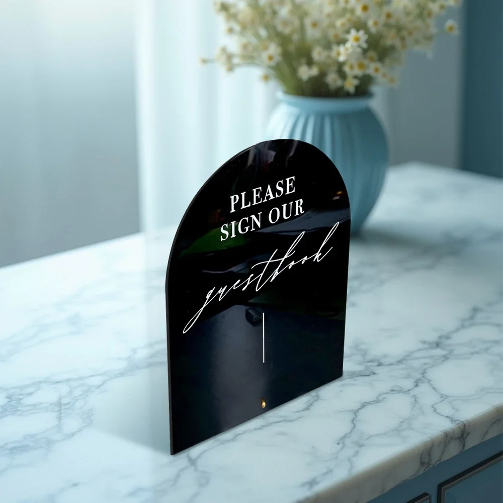 لافتة زوار على شكل قوس أكريليك، لافتة زخرفية أنيقة من الأكريليك لطاولات سجل الزوار، ومناطق الاستقبال وتصفيف الأحداث #2