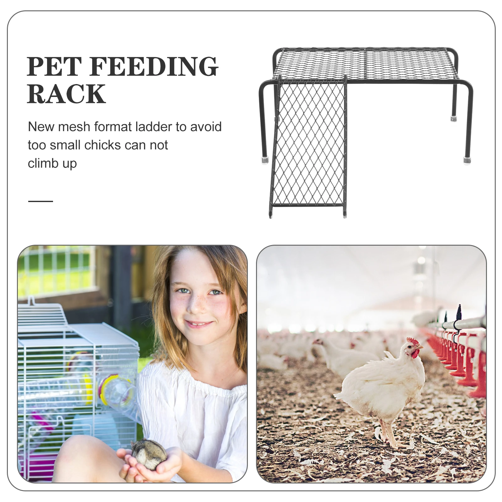 

Pet Chicken Feeding Platform Cage Toy Ladder Rack for Rutin Chicken Coop Supply Hollow Metal Bracket Strong Stable