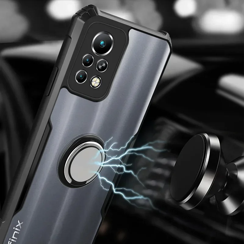 For Infinix HOT 11 S HOT 10 9 Play Cover Magnetic Car Holder Phone Case Infinix Note 11 Pro 10 8 7 Clear Shockproof Armor Bumper