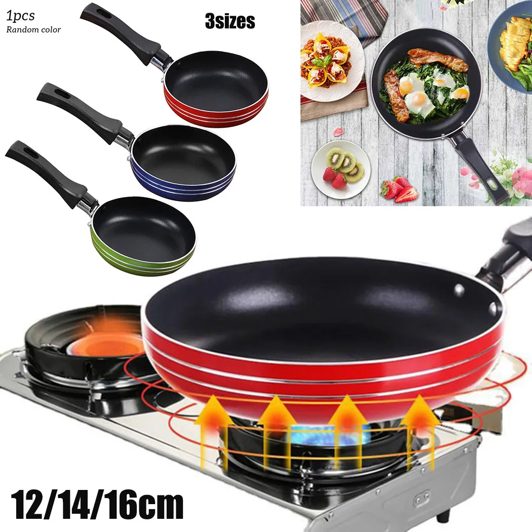 1PC 12cm/14cm/16cm Mini Frying Pan Non-Stick Steel Frypan Pot Saucepan Random Color For Cookware Fry Eggs Tools Frying Pan