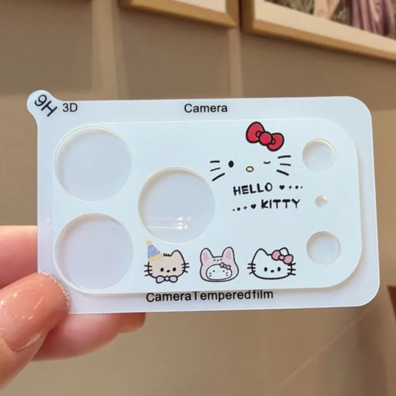 Sanrio Hello Kitty Kuromi Shimmer Powder Camera Lens Protector 9H HD Tempered Glass for iPhone 17 16 15 14 13 Pro Max mini Plus view 6