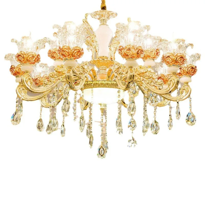 ثريا كريستال، ثريا من سبائك الزنك على شكل زهرة، مصباح سقف مرتفع في غرفة المعيشة والدراسة