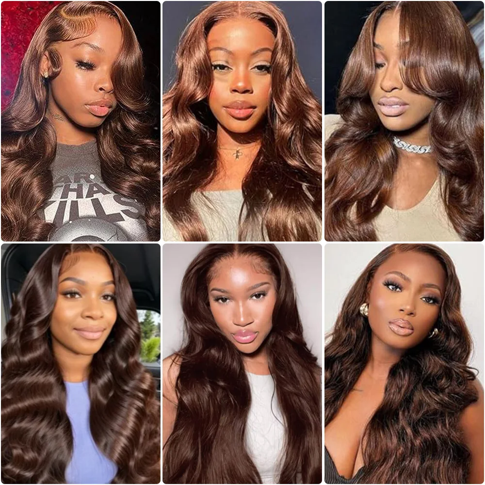 Peluca Frontal de encaje marrón Chocolate 13x6 13x4 HD, pelucas de cabello humano 100% ondulado, pelucas de cabello humano marrón brasileño prearrancado, pelucas de colores