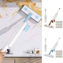 Mini Mop Self Squeezing Mop Hands-Free Cleaning  Folding Home Mops with 4 Replacement Cloth Pad Household Kitchen Cleaning Tool