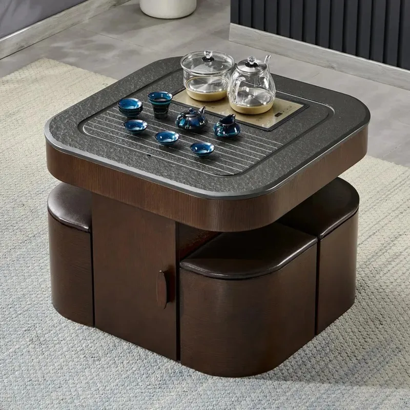 

Table and chair combination fire stone Kung Fu tea table rock slab small new Chinese tea set table marble tea machine