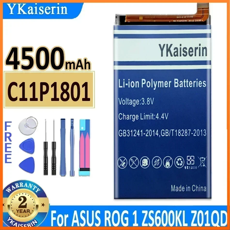 YKaiserin C11P1801 4500mAh for ASUS ZS600KL Z01QD Phone Battery for ASUS ROG 1 Game  High Capacity Bateria  Warranty + Track NO