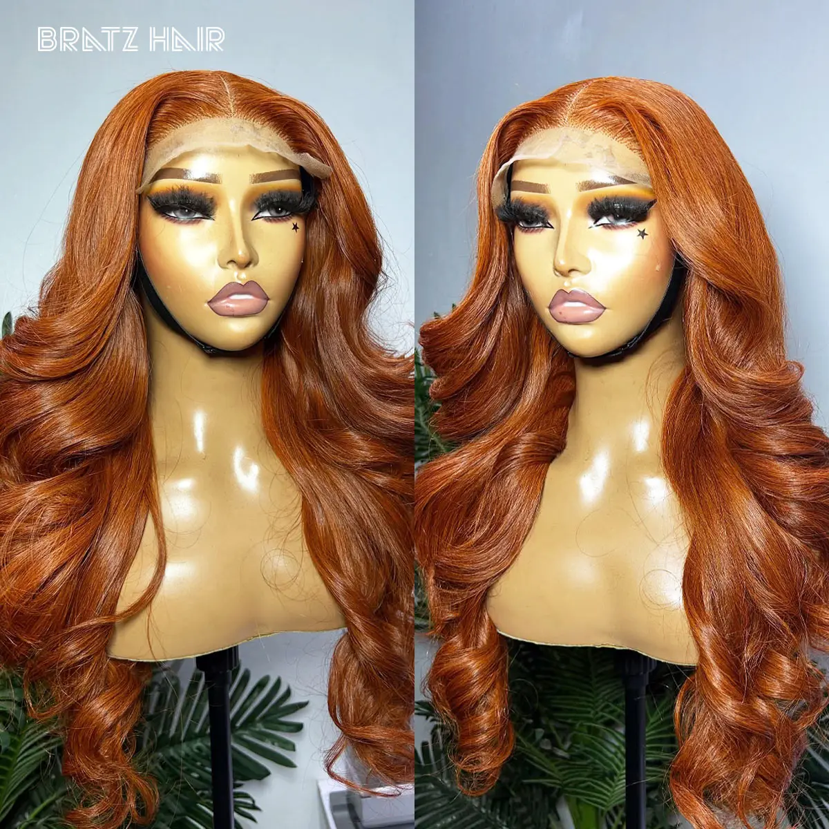

Orange Glueless Wig Human Hair 360 13x6 Lace Front Wigs Pre Plucked Bouncy Curls 13x4 Lace Frontal Wig for Woman Ready to Wear