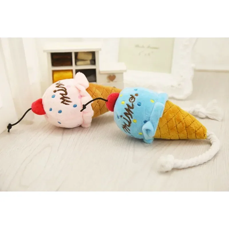 Plush Dog Chew Toys Cute Ice-cream Squeaky Toy Chihuahua Yorkie Funny Toy for All Puppy Interactive Birthday Gifts Pet Supplies