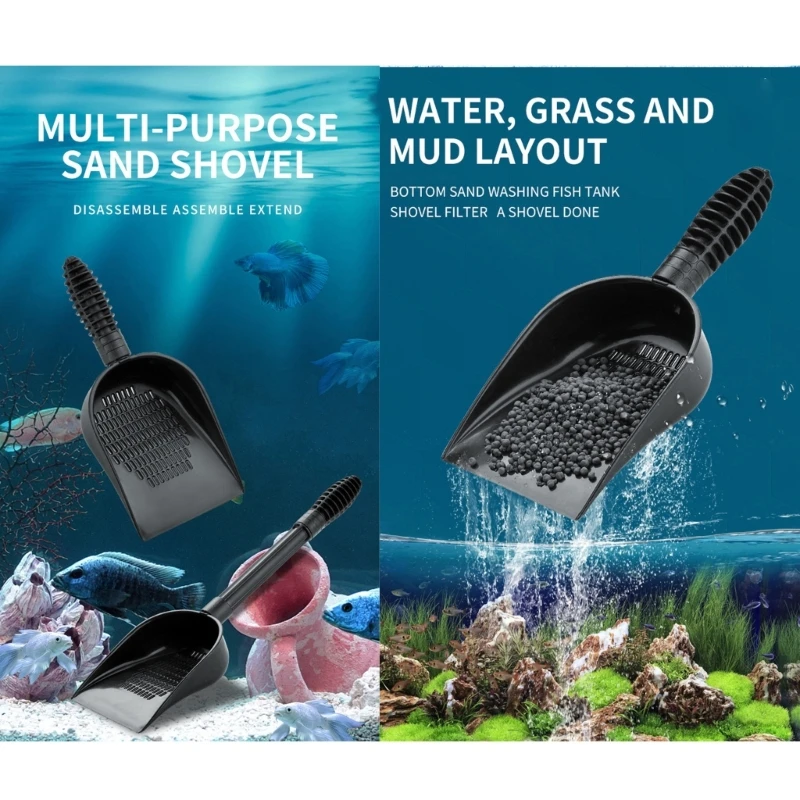 

Aquariums Gravel Sand Shovel with Fishing Net Fishtanks Cleaning Tool with Ergonomic Handle Aquariums Sifter Drop shipping