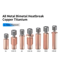 Bimetal Heatbreak For E3DV6 Ender3 CR10 CR6SE Alloy Throat High Temperature Resistant Heating Throats