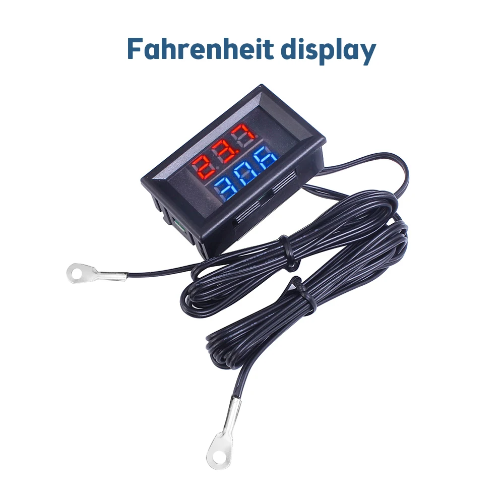 DC4-28V LED Digital Dual Display Temperature Meter Waterproof Temperature Controller With 1M NTC Metal Probe for Car Room Indoor